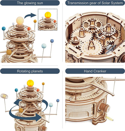 ROKR Mechanical Orrery 3D Wooden Puzzle – 316-Piece Rotatable Model Building Kit