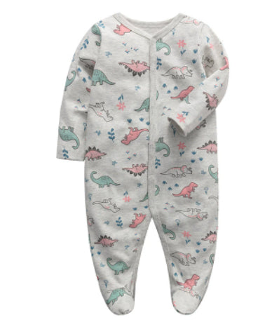 Baby Footed Pajama Romper – Soft Cotton Long-Sleeve Sleeper with Snap Front for Newborns & Infants (3–12 Months)