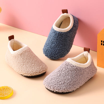 Fleece-Lined Non-Slip Winter Cotton Slippers for Kids