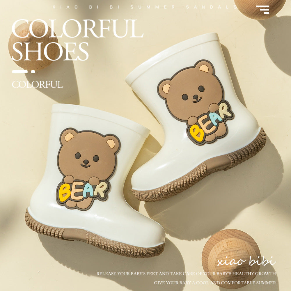 Kids’ Cute Bear Rain Shoes – Waterproof, Non-Slip PVC Boots for Toddlers & Little Kids