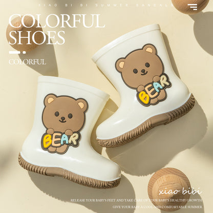 Kids’ Cute Bear Rain Shoes – Waterproof, Non-Slip PVC Boots for Toddlers & Little Kids