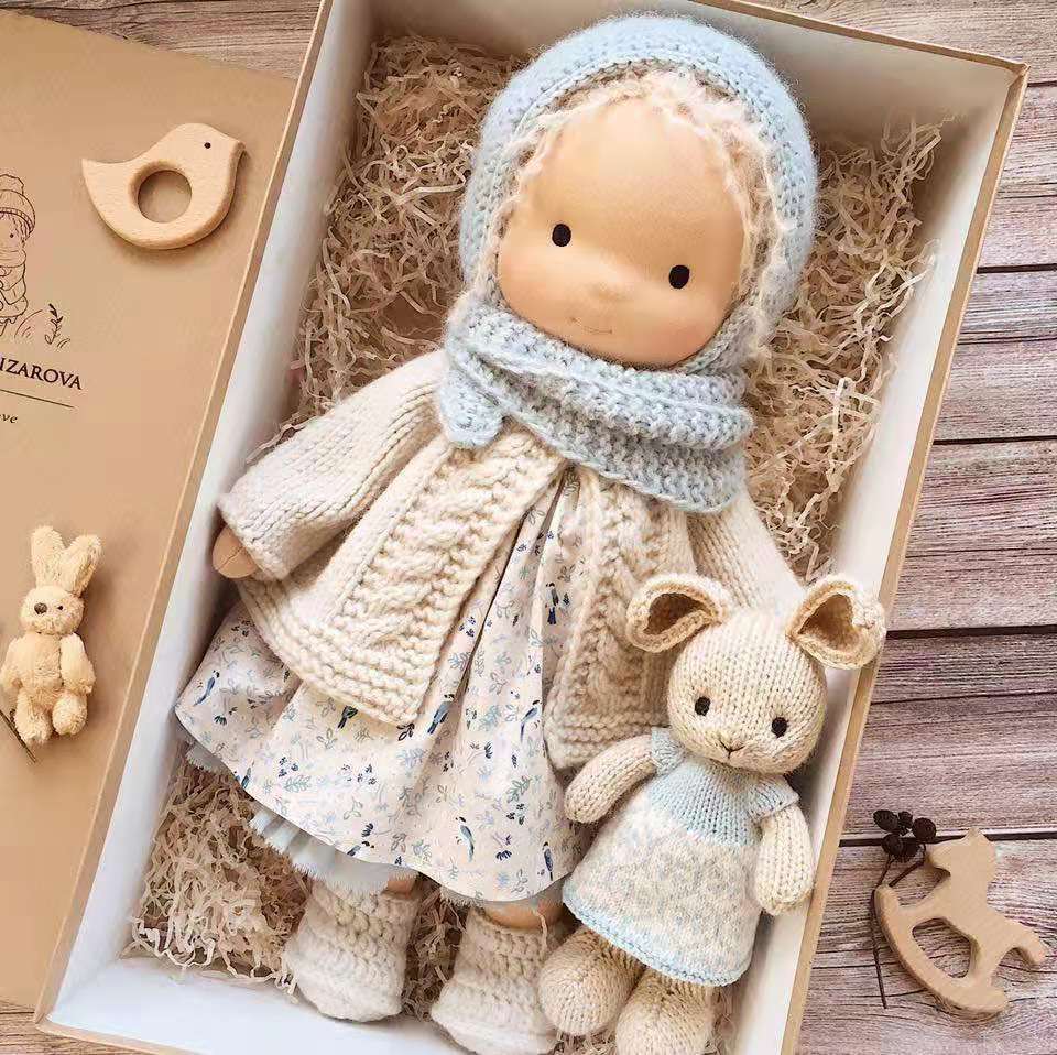 Handmade Curly Girl Plush Doll – 30cm Velvet Stuffed Toy with Clothes