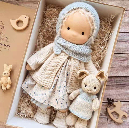 Handmade Curly Girl Plush Doll – 30cm Velvet Stuffed Toy with Clothes