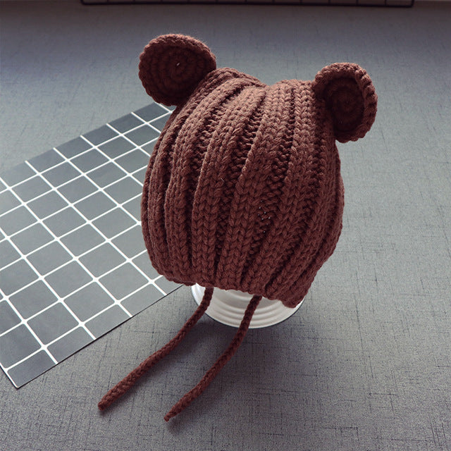 Baby & Toddler Knit Bear Ear Hat with Ear Flaps