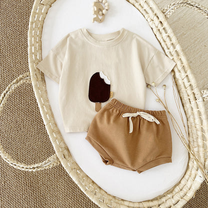 Ice Cream Patch Summer Top & Shorts Set | 0-3-Y Baby Sizes