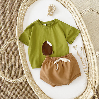 Ice Cream Patch Summer Top & Shorts Set | 0-3-Y Baby Sizes