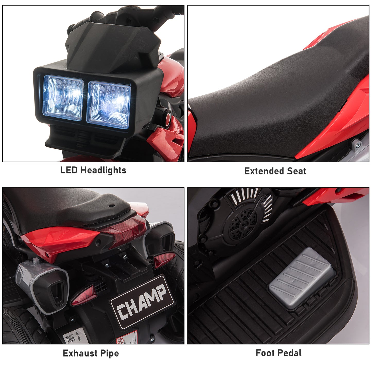 Red 6V Kids Electric Ride-On Motorcycle (Music, Horn & LED Headlights)