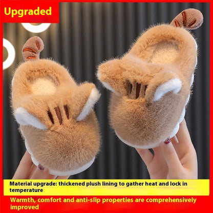 Kids Cozy Kitten Slippers – Soft Plush Indoor Slippers with Thick Sole
