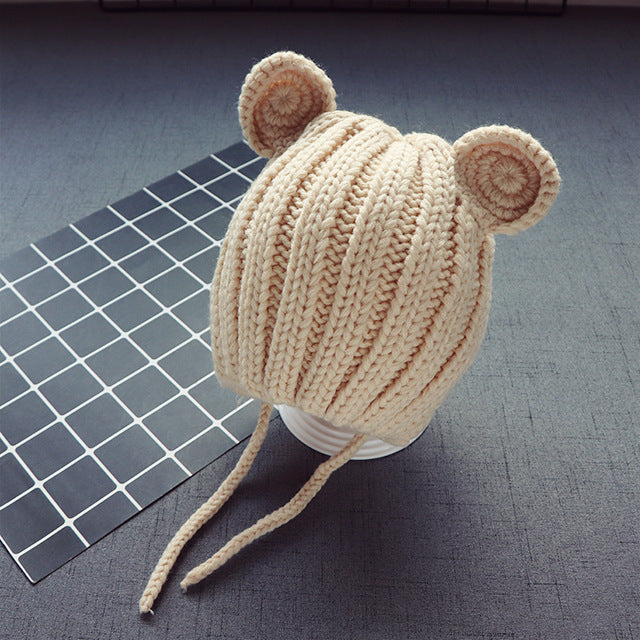 Baby & Toddler Knit Bear Ear Hat with Ear Flaps