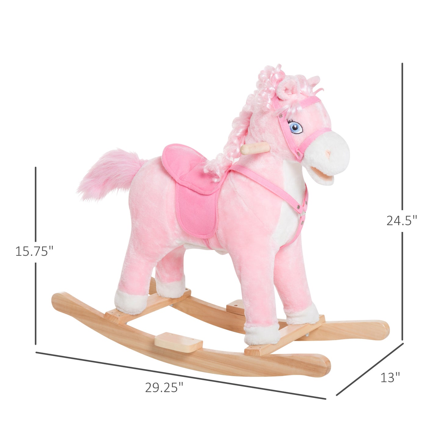 Pink Plush Rocking Horse – Realistic Sounds & Swinging Tail for Kids 3+