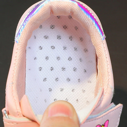 Girls White Cartoon Sneakers – Breathable Casual Shoes with Non-Slip Rubber Sole