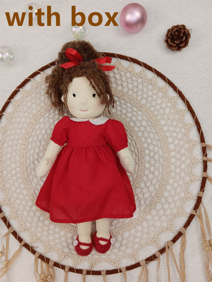 Handmade Curly Girl Plush Doll – 30cm Velvet Stuffed Toy with Clothes