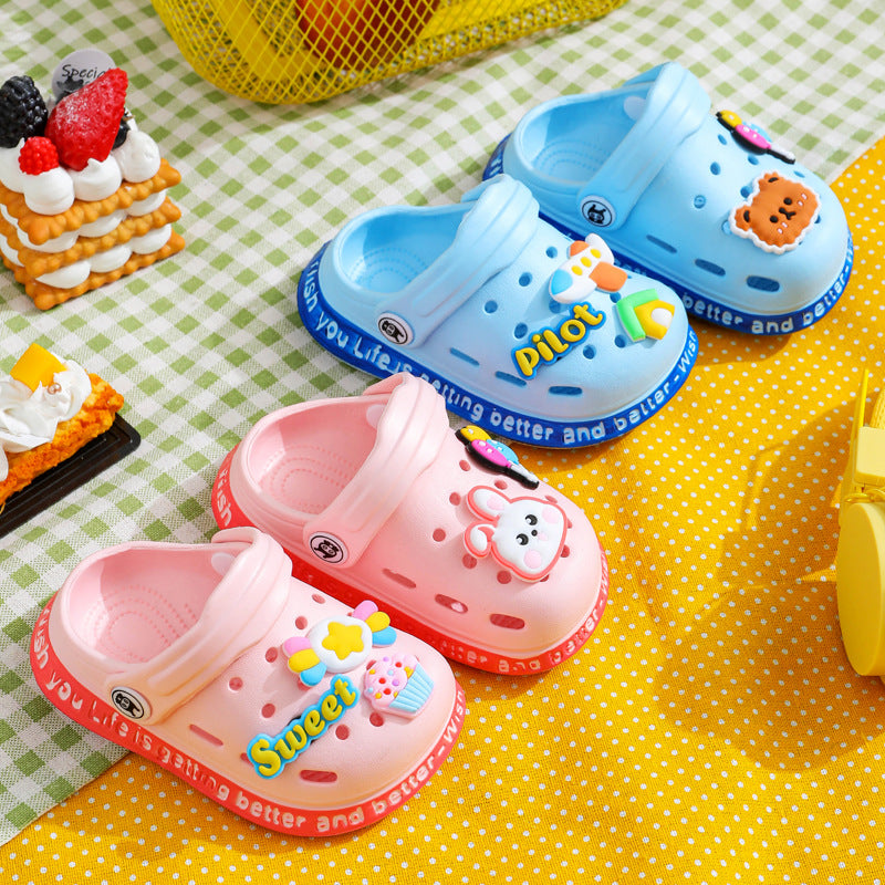 Kids' Cartoon Clog Sandals – Lightweight EVA Slip-On Shoes with Charm Decorations for Toddlers & Little Kids