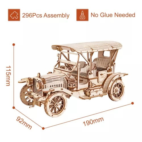 ROKR 3D Wooden Vintage Car Puzzle – DIY Mechanical Model for Teens & Adults (MC801)