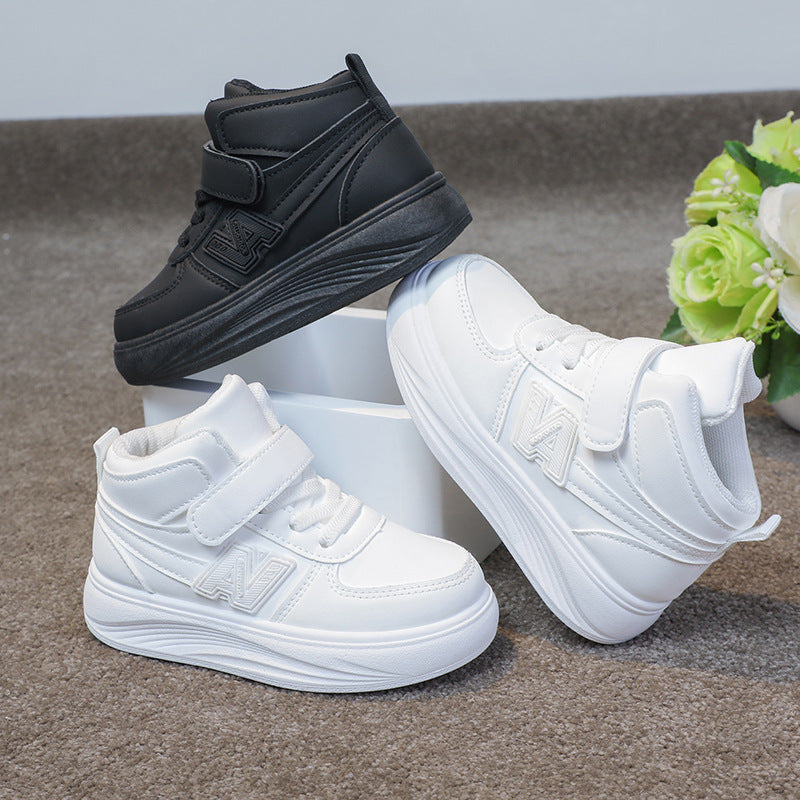 Kids’ High-Top Sport Sneakers – Comfy, Durable & Easy-Wear (Black & White)