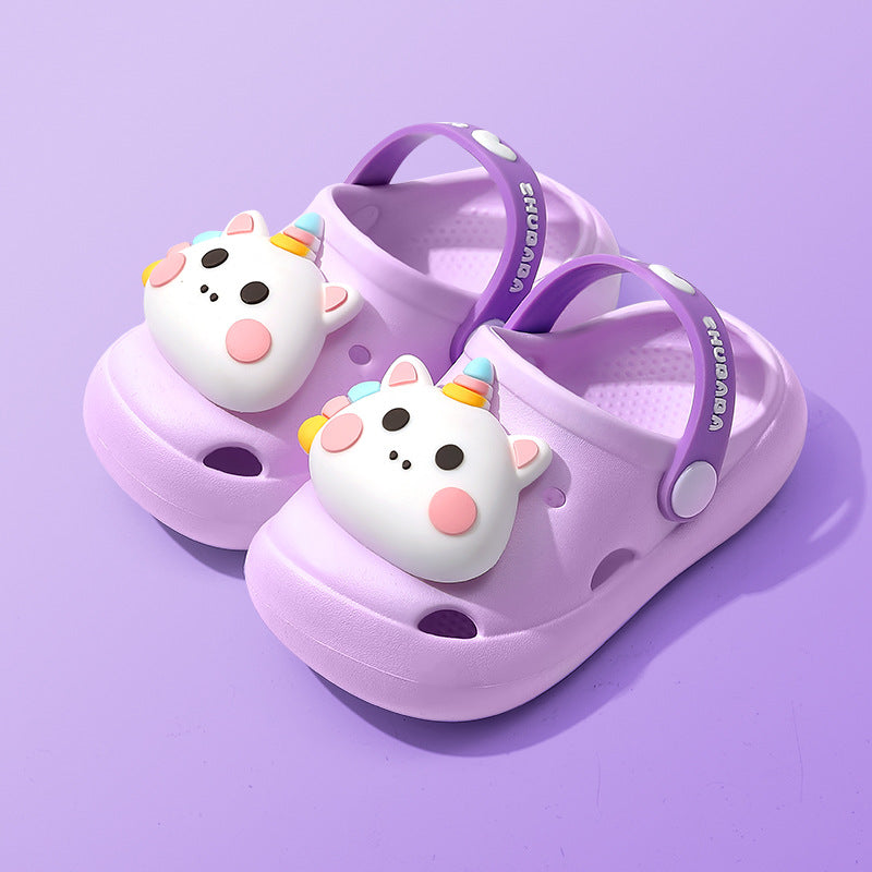 Toddler Cartoon Summer Slippers – Soft EVA Closed-Toe Sandals for Boys & Girls