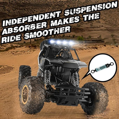 RC Rock Crawler 4WD Off-Road Truck with LED Lights & Rechargeable Batteries