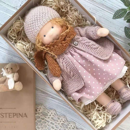 Handmade Curly Girl Plush Doll – 30cm Velvet Stuffed Toy with Clothes