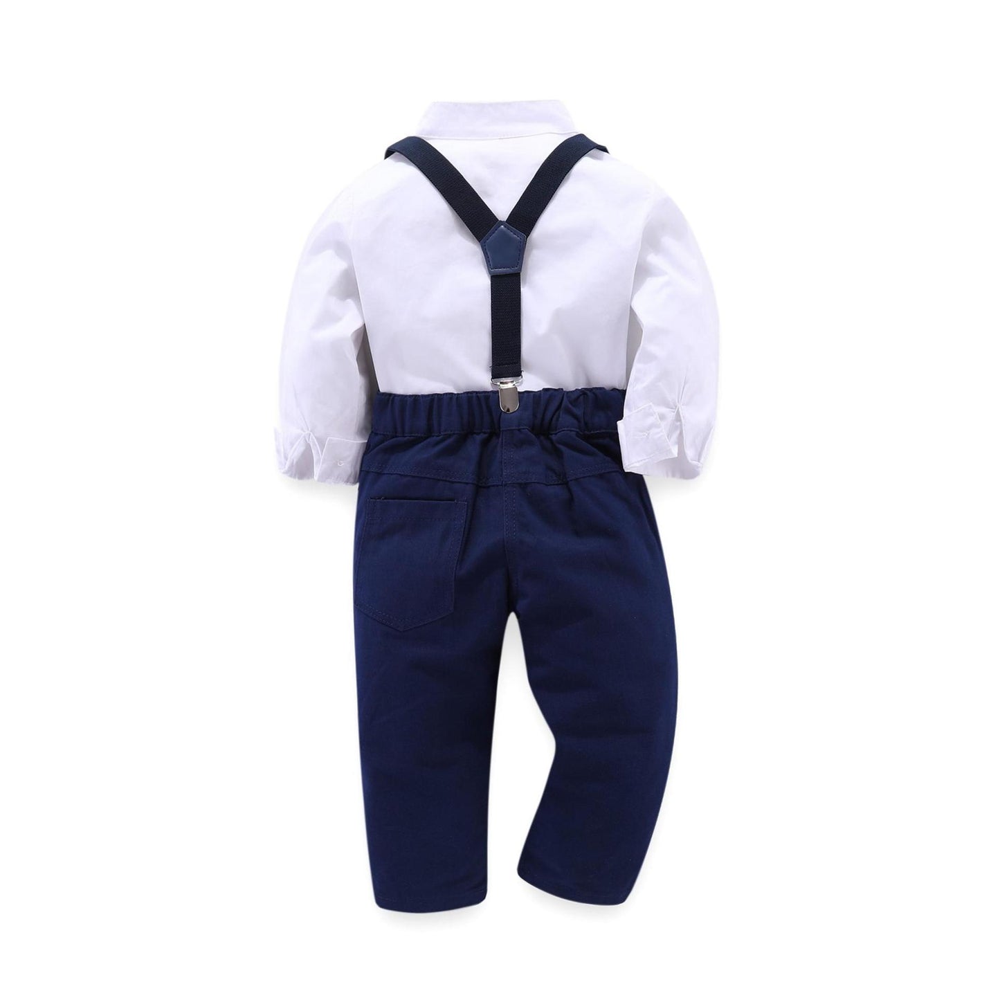 Little Gentleman Suspender Suit Set for Boys – Classic Shirt & Pants Outfit for Special Occasions