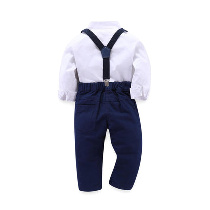 Little Gentleman Suspender Suit Set for Boys – Classic Shirt & Pants Outfit for Special Occasions