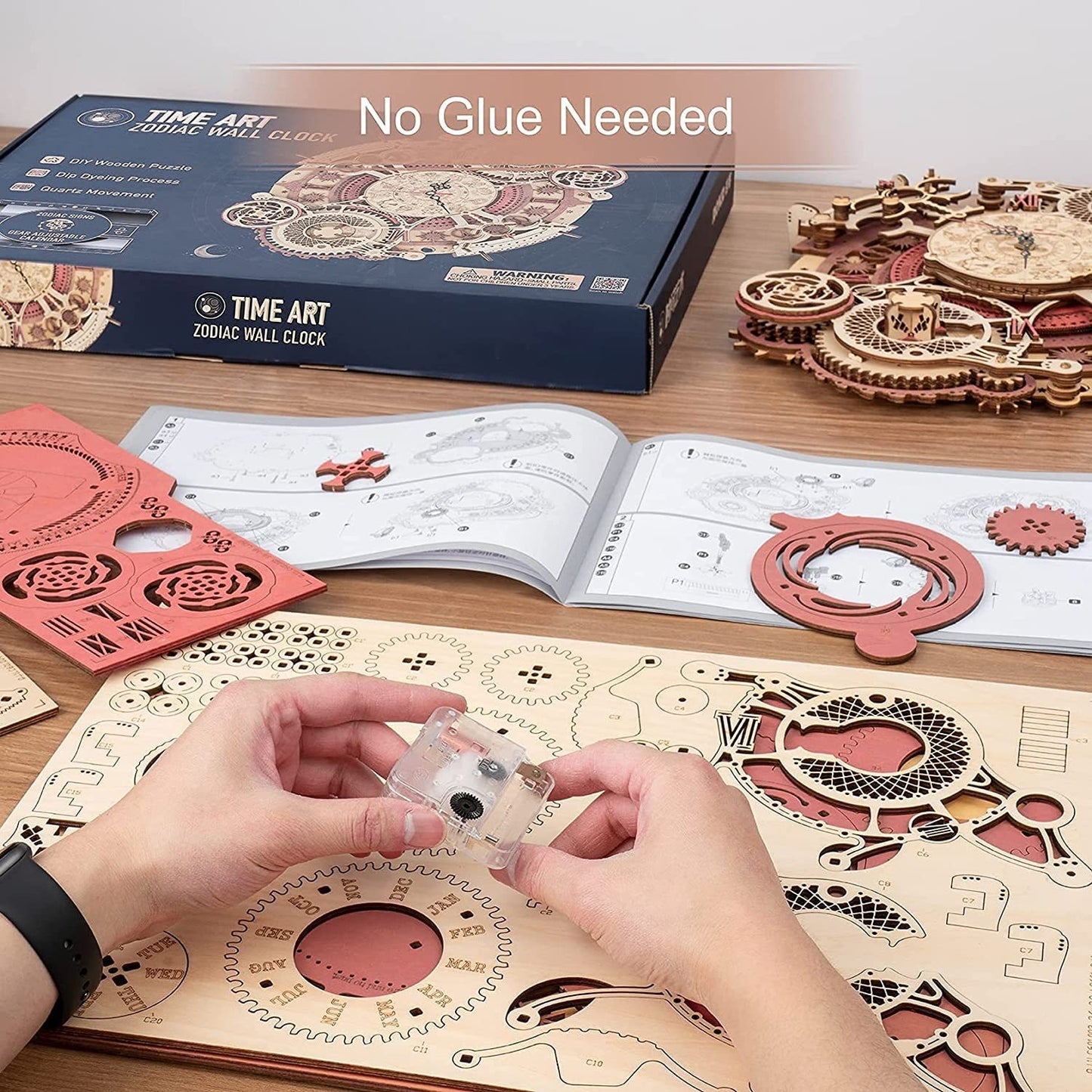 ROKR Zodiac Wall Clock – 3D Wooden Puzzle Model Kit (168 Pieces)