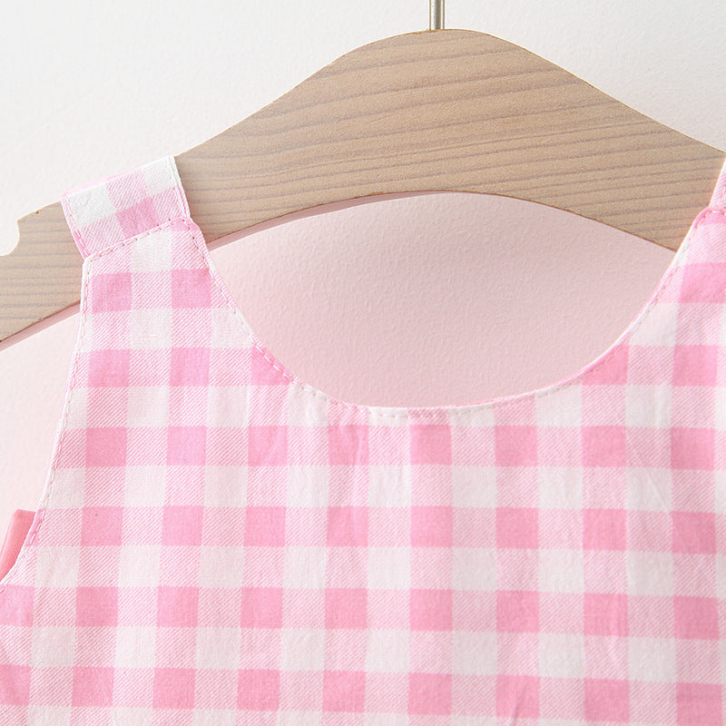 Baby Girl Gingham Bow Dress & Sun Hat Set