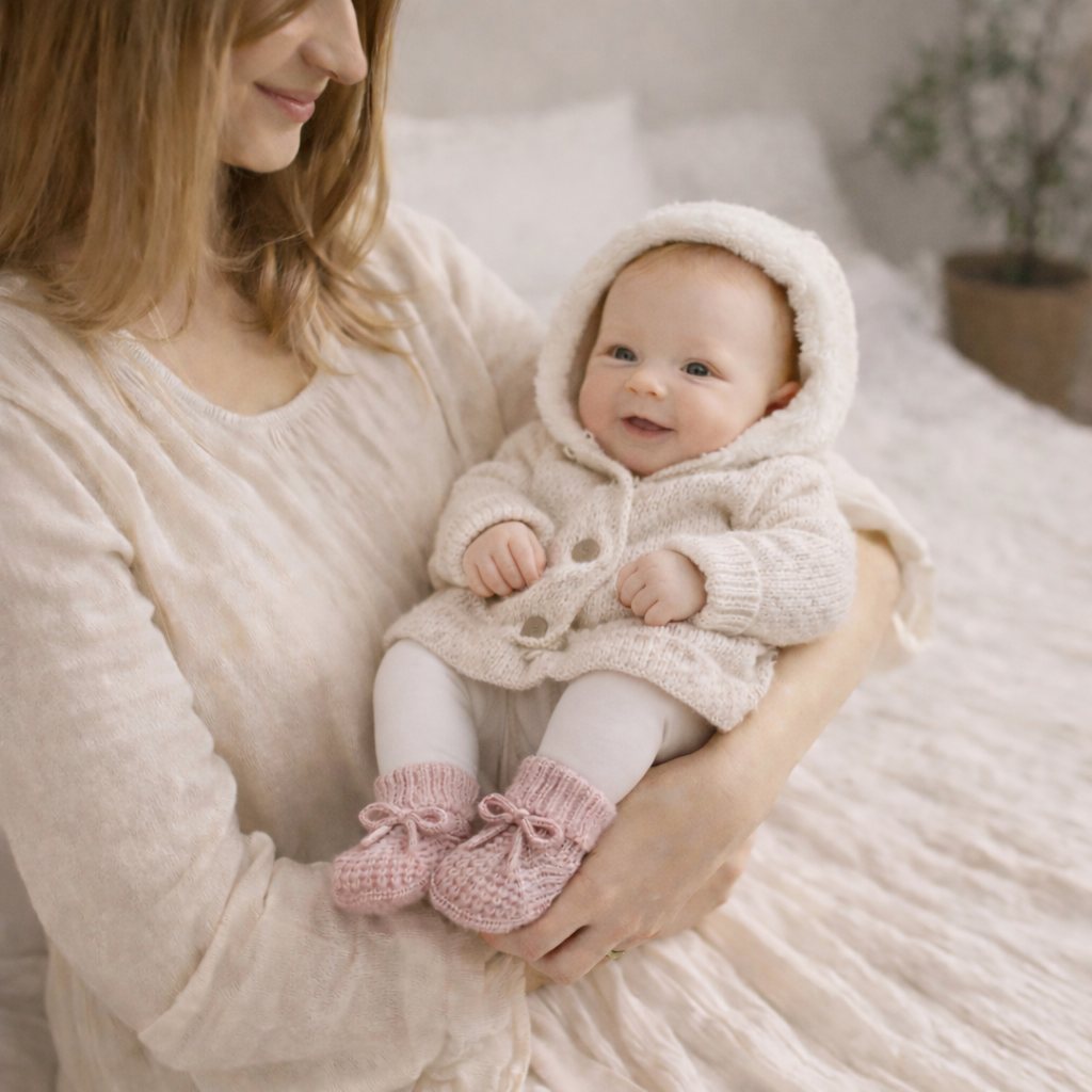 Knitted Newborn Baby Booties – Soft & Cozy First Shoes (0–3 Months)