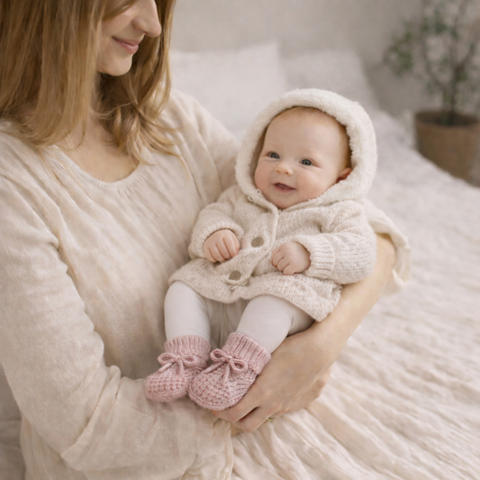 Knitted Newborn Baby Booties – Soft & Cozy First Shoes (0–3 Months)