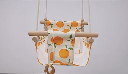 Cotton Canvas Baby Swing Chair with Cushion – Indoor & Outdoor Hanging Seat for Toddlers & Kids