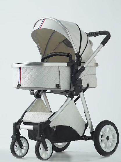 Luxury 3-in-1 Baby Stroller with Infant Carrier – Reversible, Lie-Flat, High Landscape Pushchair