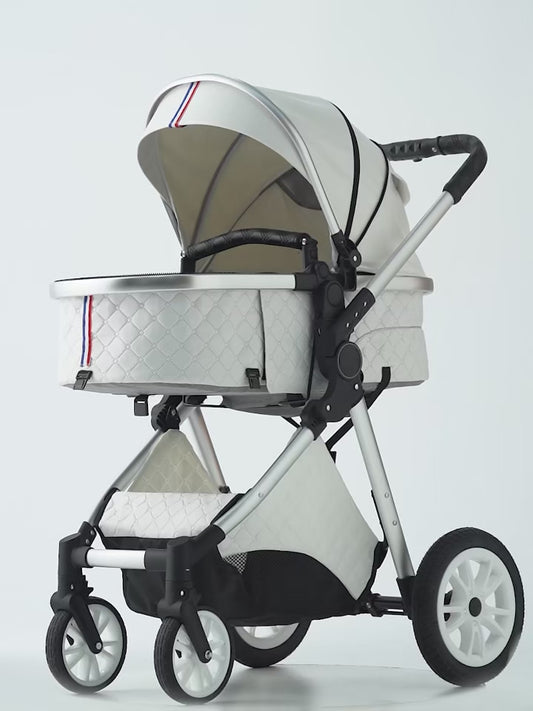 Luxury 3-in-1 Baby Stroller with Infant Carrier – Reversible, Lie-Flat, High Landscape Pushchair